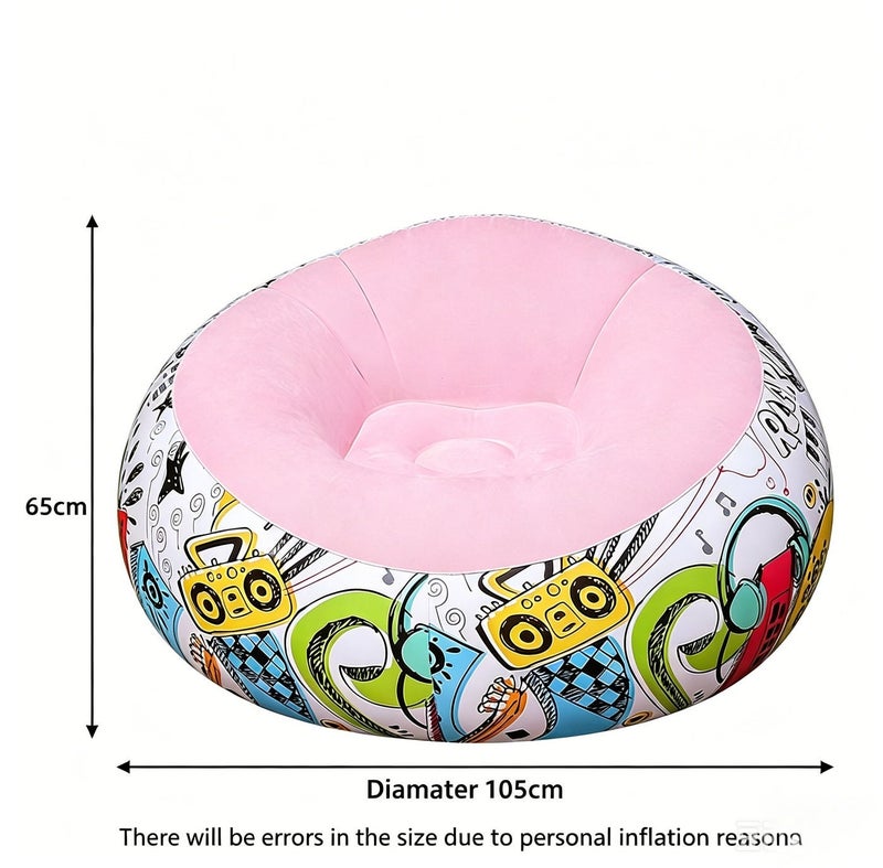 Lazy Inflatable Sofa,Single Cute Sofa for Outdoor ,Living Room ,Bedroom with Air Pump (Pink) - Image 2