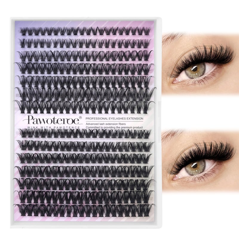 Pawotence Lash Clusters 280pcs Cluster Eyelash Extensions 40D 50D Eyelash Clusters Lash Extension 8-16mm Individual Lashes for Self Application at Home (40D&50D, 0.07D, 8-16mm) - Image 1