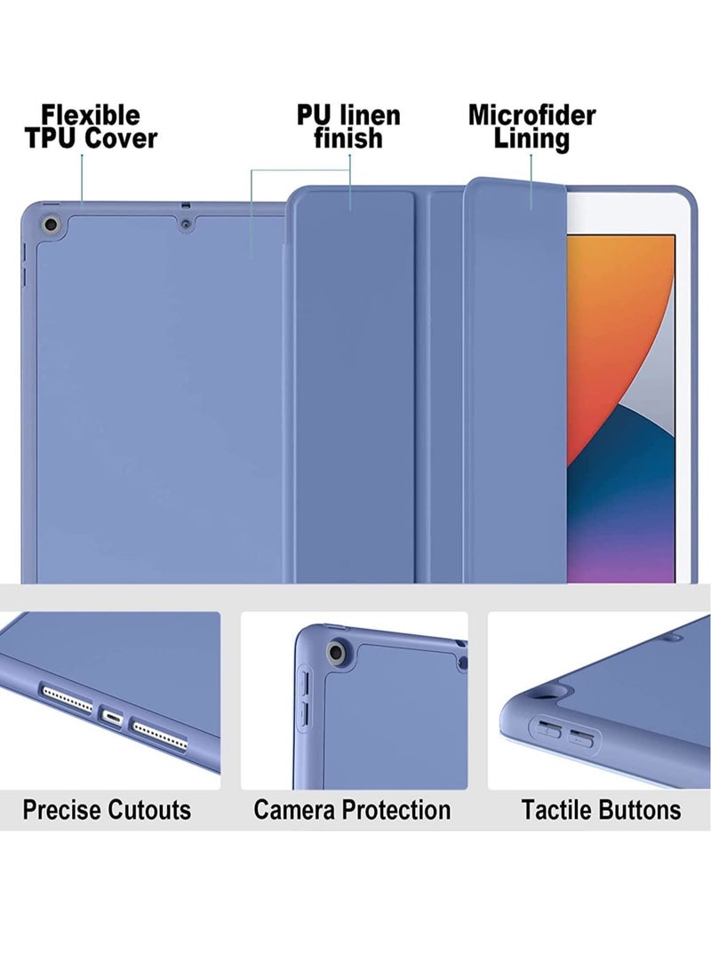 ELTRAZONE iPad 9th/8th/7th Generation case (2021/2020/2019) iPad 10.2-Inch Case with Pencil Holder [Sleep/Wake] Slim Soft TPU Back Smart Magnetic Stand Protective Cover Cases (Blue Purple) - Image 3