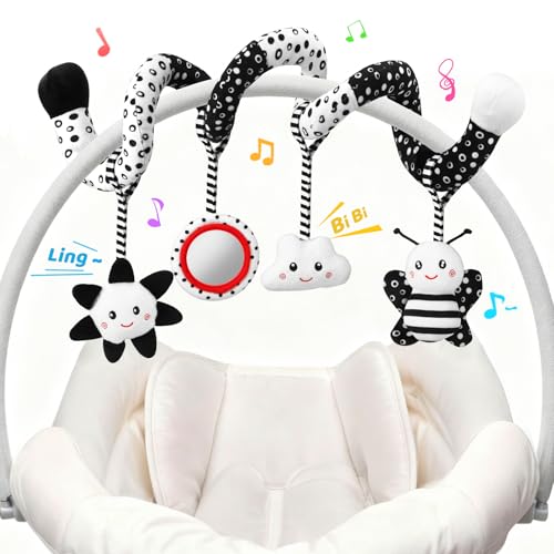 AJsupojouet Car Seat Toys Hanging and Stroller Toys for Babies 06 MonthsHigh Contrast Baby Toys for Newborn 0 3 Months Brain DevelopmentBlack and White Baby Toys for Crib MobileInfant Ideal Gift - Image 1