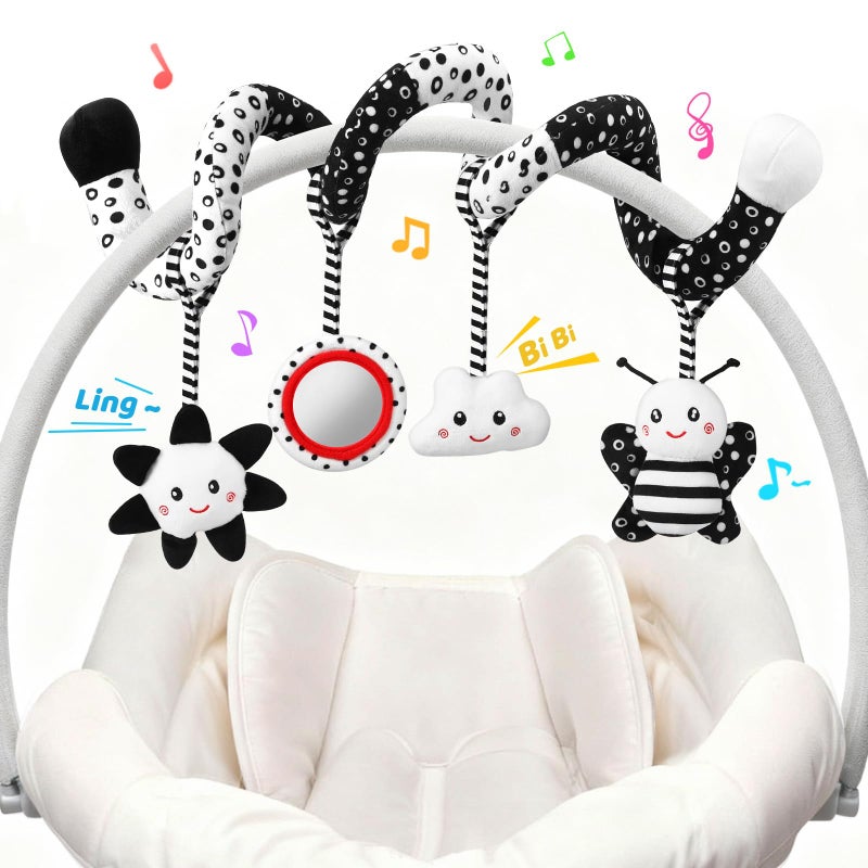 AJsupojouet Car Seat Toys Hanging and Stroller Toys for Babies 06 MonthsHigh Contrast Baby Toys for Newborn 0 3 Months Brain DevelopmentBlack and White Baby Toys for Crib MobileInfant Ideal Gift - Image 2