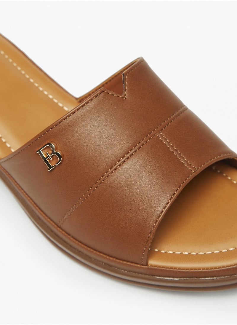 Flora Bella By Shoexpress - Womens Logo Detail Slip-On Sandals - Image 1