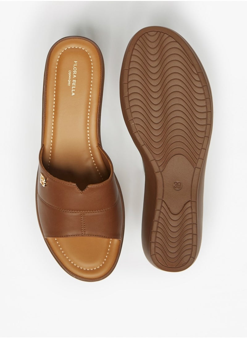 Flora Bella By Shoexpress - Womens Logo Detail Slip-On Sandals - Image 1