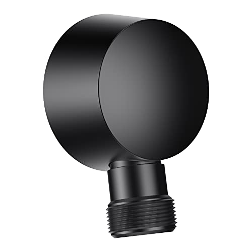Lavatrum Wall Mounted Supply Elbow, Wall Elbow for Hand Shower, Solid Brass Round Wall Supply Elbow, Check Valve Included (Matte Black) - Image 1