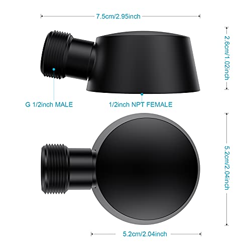 Lavatrum Wall Mounted Supply Elbow, Wall Elbow for Hand Shower, Solid Brass Round Wall Supply Elbow, Check Valve Included (Matte Black) - Image 5