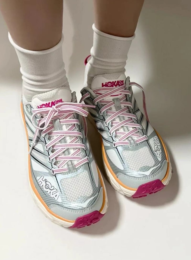 Hoka One One Mafate Speed 2 Outdoor Running Shoes Pink/Gray/Blue For Men/Women/Students/Girls/Boys  - Image 4