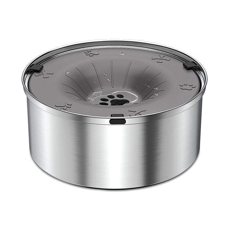 SCHITEC Dog Water Bowl No Spill 1.2L/40oz Slow Drinking Anti-Splash Stainless Steel Dog Bowl with Floating Disk, Spill Proof Pet Travel Water Dispenser for Sloppy Messy Drinkers(Gray) - Image 1