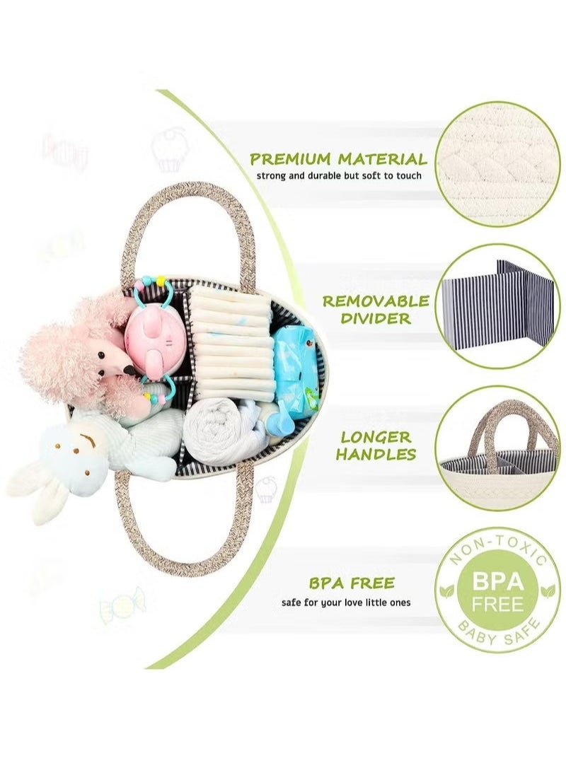 Gonice Baby diaper organizer, 100% cotton cord baby diaper change basket  - Image 3