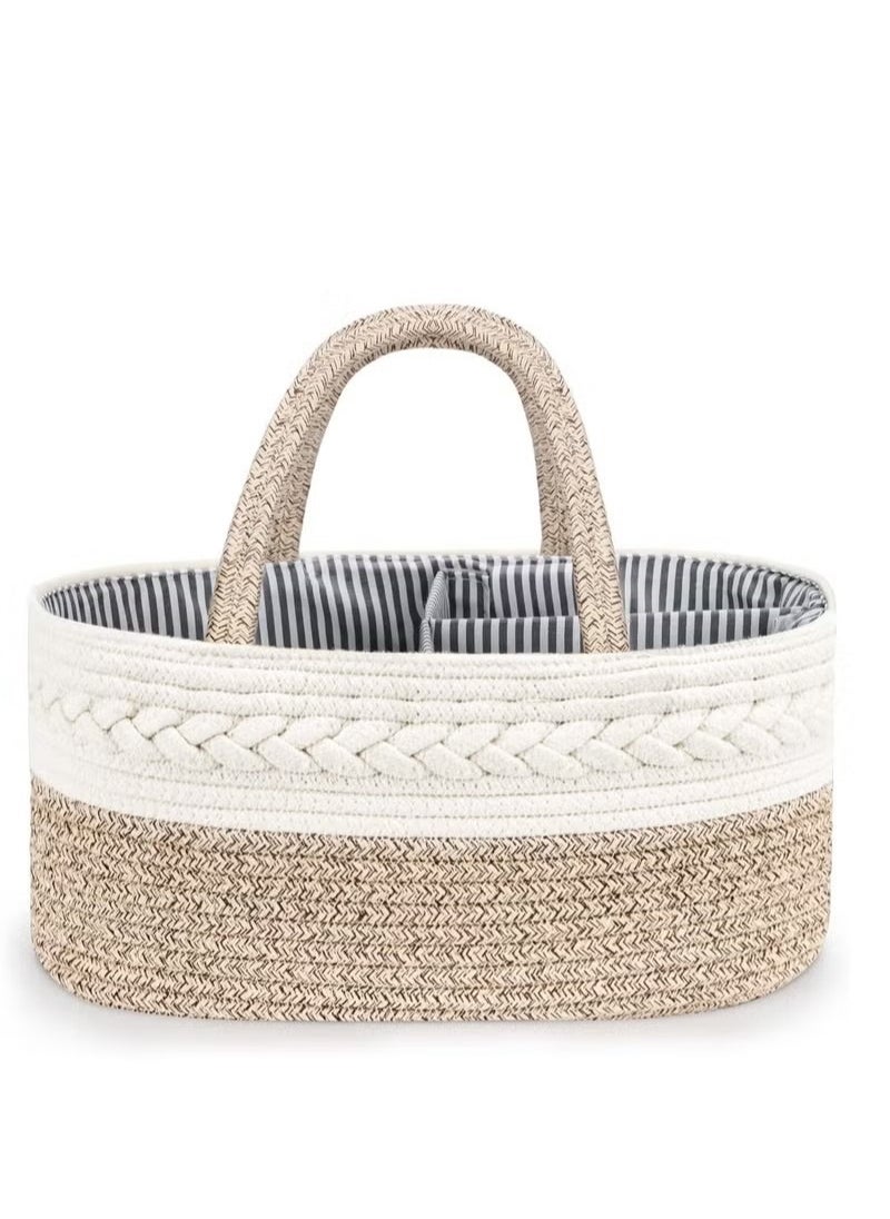 Gonice Baby diaper organizer, 100% cotton cord baby diaper change basket  - Image 2