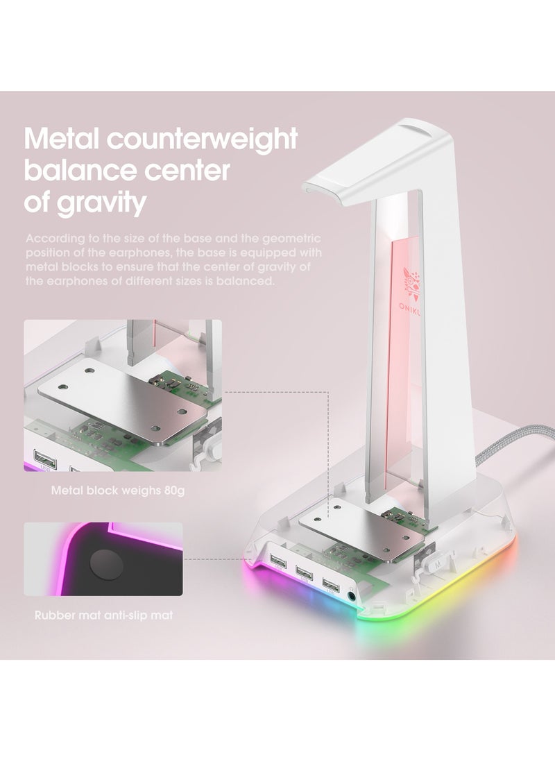 onikuma ST-2 RGB Gaming Headset Holder Detachable Hub With 3 USB Charging Ports - Image 5