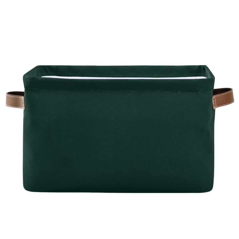 YETTASBIN Hunter Green Solid Color Storage Basket 1pc Large Collapsible Toys Clothes Organizer Durable Canvas Storage Bin with Handle for Shelves Closet Laundry Home Office Decor - Image 2