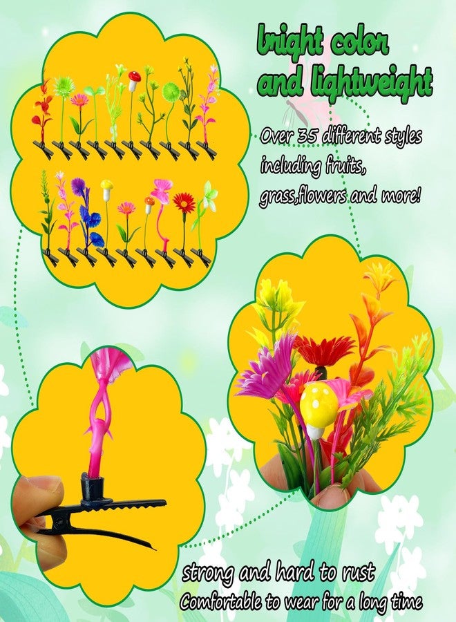 Baaxxango 120 Pieces Bean Sprout Hair Clips,Funny Plant Hairpins,Mixed Style Flower Butterfly Mushroom Little Grass Barrette Hair Accessories for Women,Girls,Kids,Party - Image 3