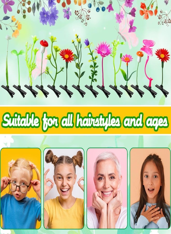 Baaxxango 120 Pieces Bean Sprout Hair Clips,Funny Plant Hairpins,Mixed Style Flower Butterfly Mushroom Little Grass Barrette Hair Accessories for Women,Girls,Kids,Party - Image 5