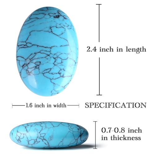 MAIBAOTA 2.4" Large Green Turquoise Crystal Stone Large Polished Palm Stone Healing Crystals 0.7" Thick Natural Reiki Gemstone Worry Stone Energy Balancing Anxiety Stress Relief Meditation 1 Pc - Image 5