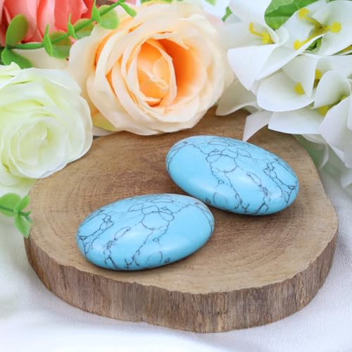 MAIBAOTA 2.4" Large Green Turquoise Crystal Stone Large Polished Palm Stone Healing Crystals 0.7" Thick Natural Reiki Gemstone Worry Stone Energy Balancing Anxiety Stress Relief Meditation 1 Pc - Image 3