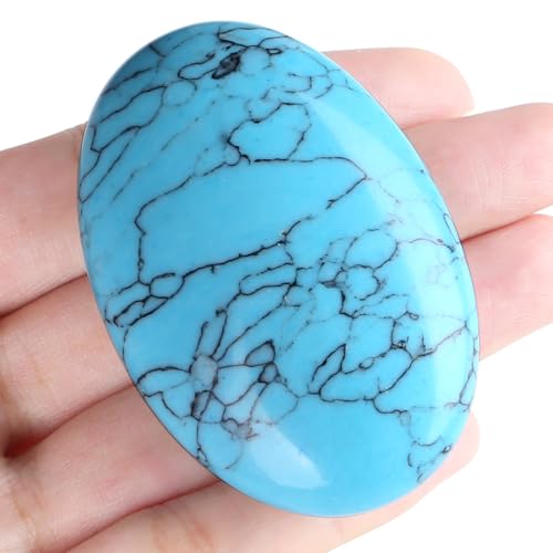MAIBAOTA 2.4" Large Green Turquoise Crystal Stone Large Polished Palm Stone Healing Crystals 0.7" Thick Natural Reiki Gemstone Worry Stone Energy Balancing Anxiety Stress Relief Meditation 1 Pc - Image 2