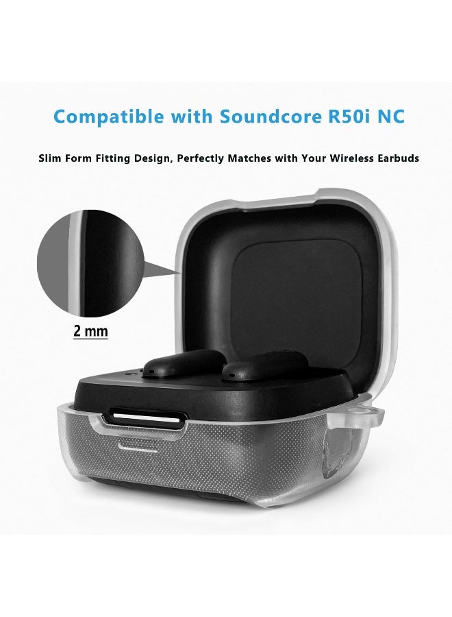 Anker Soundcore R50i NC Case Cover, Soft Silicone Shockproof Protective Case Wireless Earbuds with Carabiner, Front LED Visible (Clear with stand hole) - Image 5