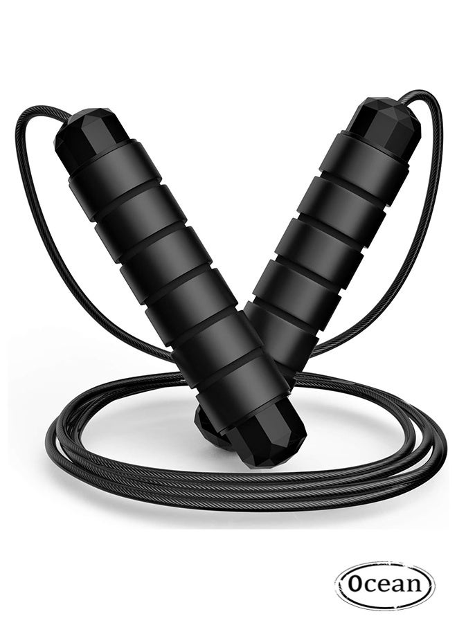 Ocean Jump Rope, Adjustable Speed Jump for Women Men and Kids, Black - Image 1