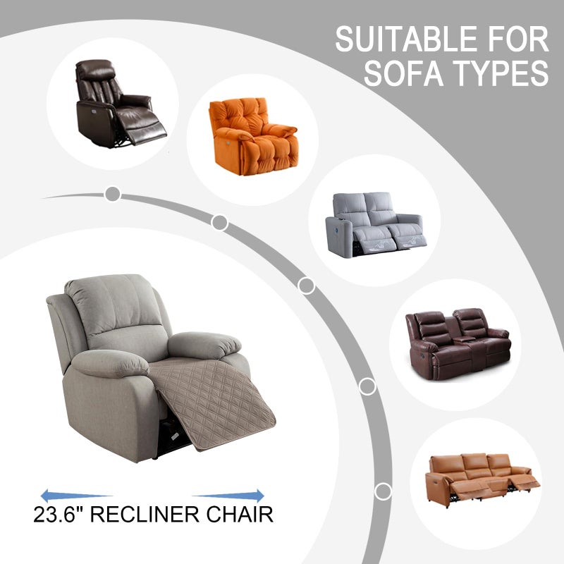Genina أغطية كراسي الاسترخاء المقاومة للماء من جينينا، غطاء كرسي الاسترخاء صديق للحيوانات الأليفة، غطاء كرسي استرخاء قابل للغسل ومضاد للانزلاق، واقي أثاث، غطاء أريكة لغرفة المعيشة (23.6 بوصة / بني فاتح) - Image 2