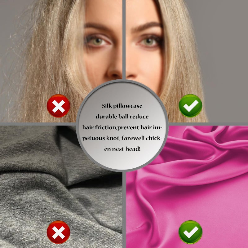 Suatien Silk Pillow Cases 2 Pack,Soft Breathable and Sliky Standard Size Pillow Cases Set of 2,Natural Mulberry Silk Pillowcase Set of 2 for Hair and Skin with Hidden Zipper (Hot Pink,20"X 26",2pcs) - Image 5