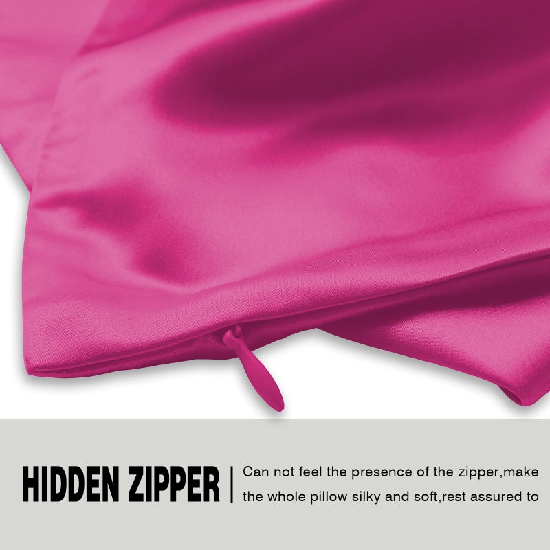 Suatien Silk Pillow Cases 2 Pack,Soft Breathable and Sliky Standard Size Pillow Cases Set of 2,Natural Mulberry Silk Pillowcase Set of 2 for Hair and Skin with Hidden Zipper (Hot Pink,20"X 26",2pcs) - Image 4