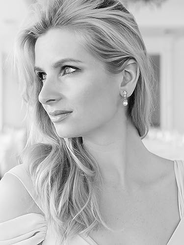 Mariell Petite Pearl Drop Wedding Earrings, 8MM Ivory Shell Pearls, Cubic Zirconia Crystal and Pearl Earrings for Brides, Bridesmaid, Prom and Mother of the Bride - Image 2