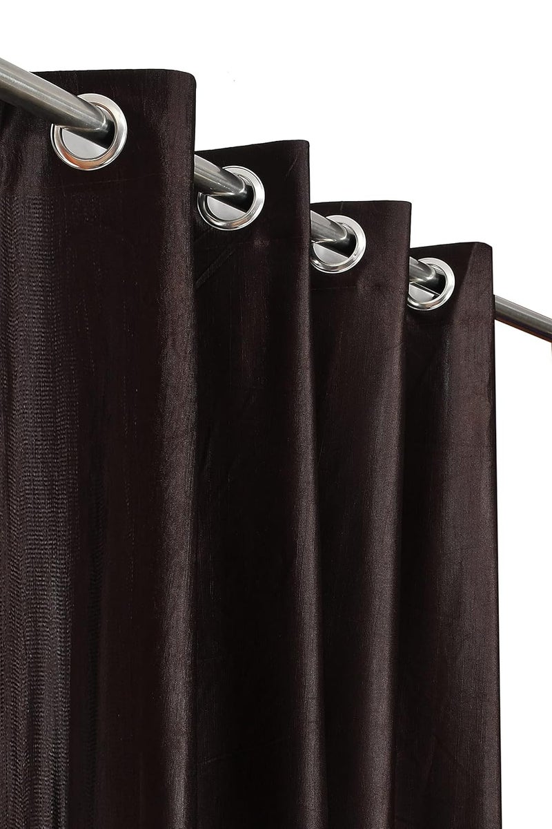 YUKANY Polyester LightFiltering Floral Printed Long Door Curtains for Living Room Bedroom Set of 4 4 x 9 Feet Coffee Washable Eyelets - Image 3