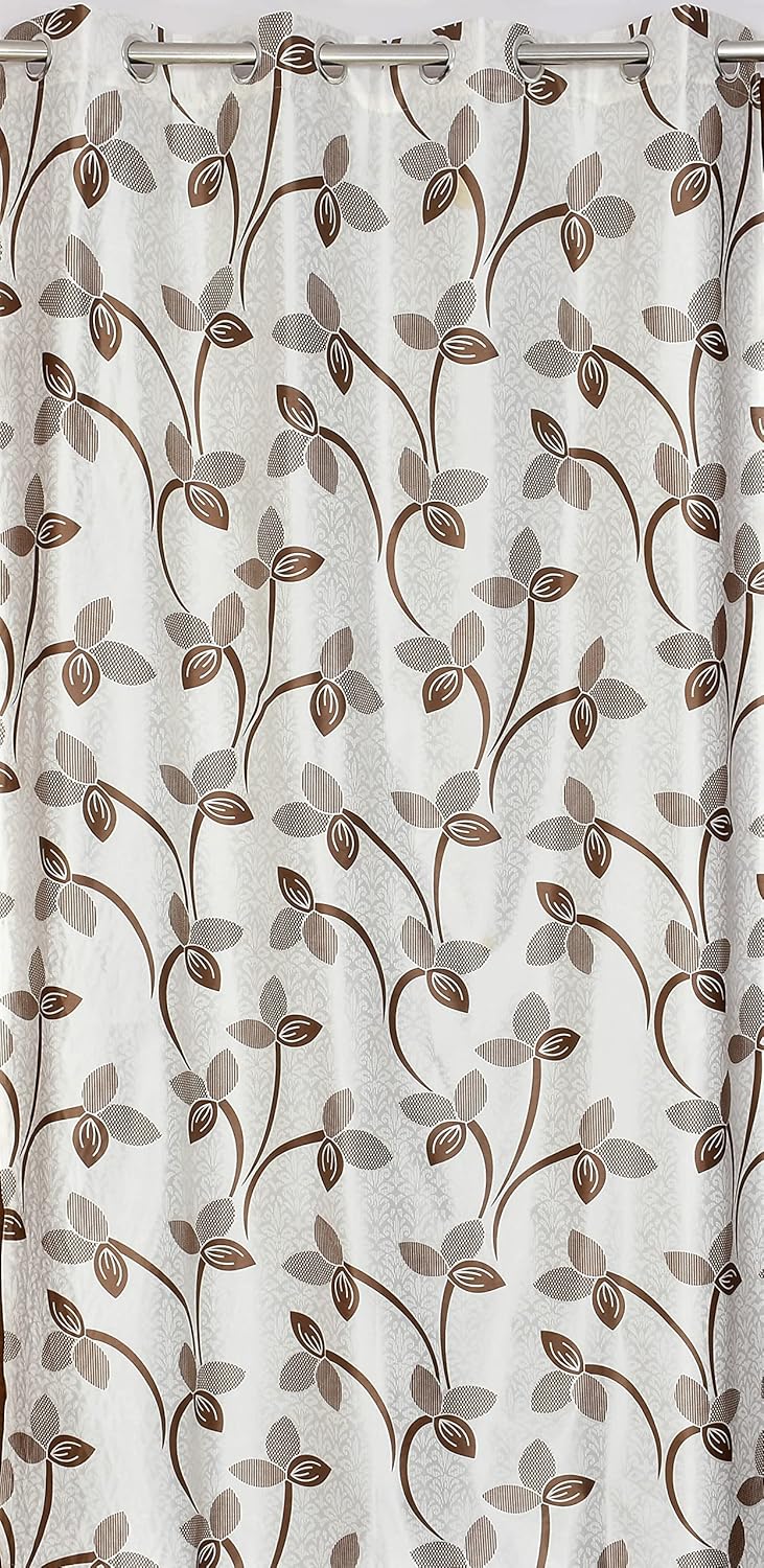 YUKANY Polyester LightFiltering Floral Printed Long Door Curtains for Living Room Bedroom Set of 4 4 x 9 Feet Coffee Washable Eyelets - Image 5
