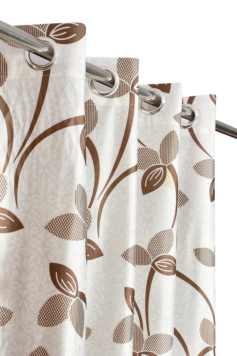 YUKANY Polyester LightFiltering Floral Printed Long Door Curtains for Living Room Bedroom Set of 4 4 x 9 Feet Coffee Washable Eyelets - Image 2