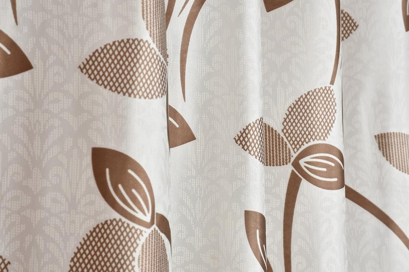 YUKANY Polyester LightFiltering Floral Printed Long Door Curtains for Living Room Bedroom Set of 4 4 x 9 Feet Coffee Washable Eyelets - Image 4