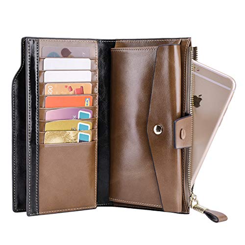Itslife Women's RFID Blocking Large Capacity Luxury Wax Genuine Leather Clutch Wallet Ladies Card holder - Image 4