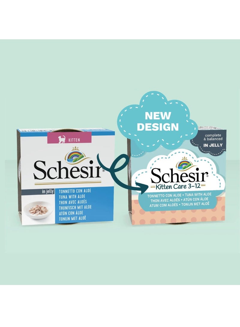 Schesir Kitten Care- Can In Jelly 3-12 Tuna with Aloe Wet Food 85g - Image 2