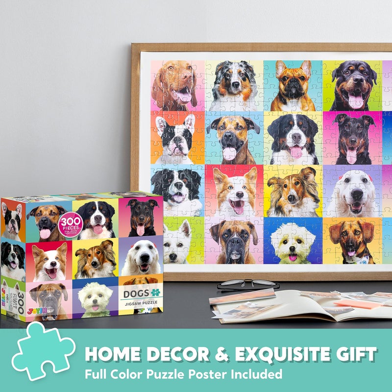 JOYIN 300 pcs Multicolor Dog Puzzles, Jigsaw Puzzle for Kids and Adults(27.6" x 19.7"), Puppy Theme Puzzles for Toddlers, Christmas Collection Gift Home Art Decor - Image 2