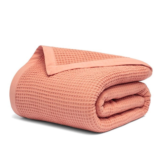 GOTS CERTIFIED 100 ORGANIC COTTON THROW BLANKET 90 X 90 WAFFLE BLANKETS THROWS FOR BED THROW BLANKET FOR COUCH MODERN COZY BLANKET ALL SEASONS COMFY AND SOFT BLANKETSUN BAY