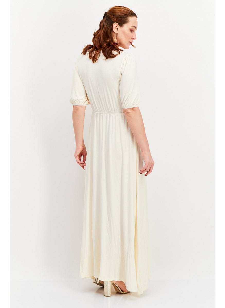 KENDALL + KYLIE - Women Solid Maxi Dress, Cream - Image 1