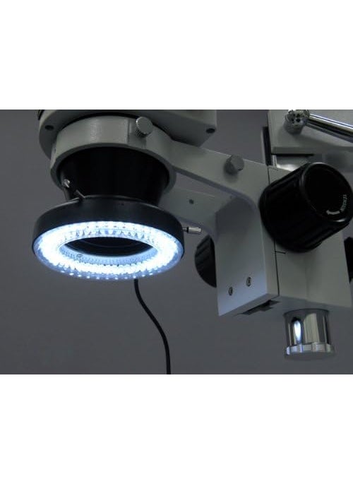 AmScope AmScope SM4TZ144A Professional Trinocular Stereo Zoom Microscope WH10x Eyepieces 35X90X Magnification 07X45X Zoom Objective FourZone LED Ring Light DoubleArm Boom Stand 110V240V Includes 05X and 20X Barlow Lens  - Image 4