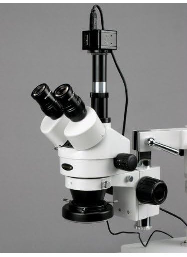 AmScope AmScope SM4TZ144A Professional Trinocular Stereo Zoom Microscope WH10x Eyepieces 35X90X Magnification 07X45X Zoom Objective FourZone LED Ring Light DoubleArm Boom Stand 110V240V Includes 05X and 20X Barlow Lens  - Image 5