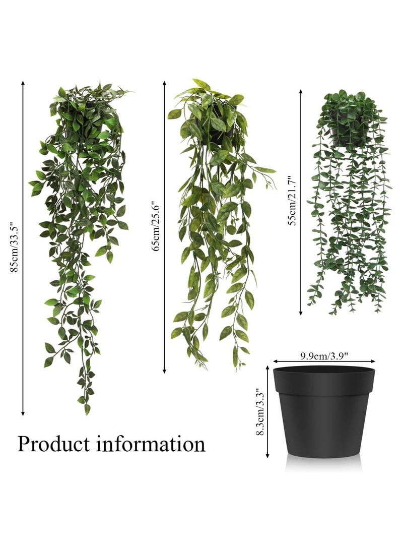 Generic 3 Pcs Artificial Hanging Plants-Eucalyptus Mandala Snow Pea Vine in Pot Plants for Office Farmhouse, Fake Foliage Pendant Plant, Indoor Outdoor Wedding Home Decoration  - Image 2