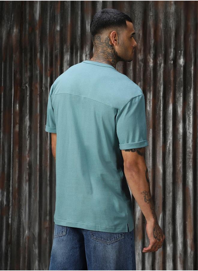 HIGH STAR - Men Relaxed Fit Cotton Updated Solid T-shirt - Image 1