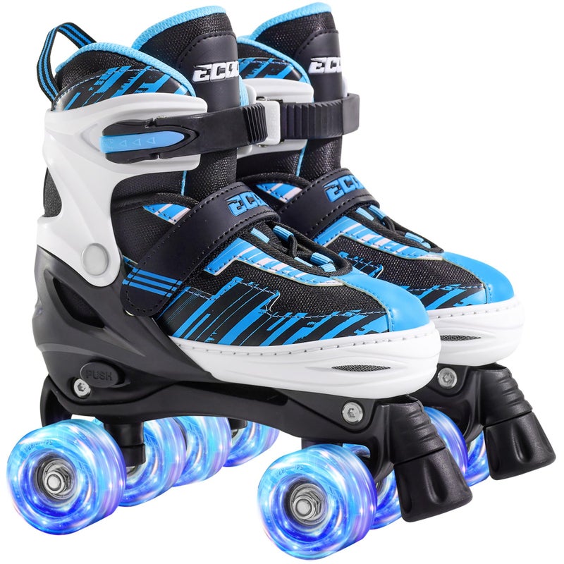 ECOO Roller Skates for Girls Boys Ages 4-12, Toddler Kids 4 Size Adjustable Light up Wheels Beginner Skates - Image 1