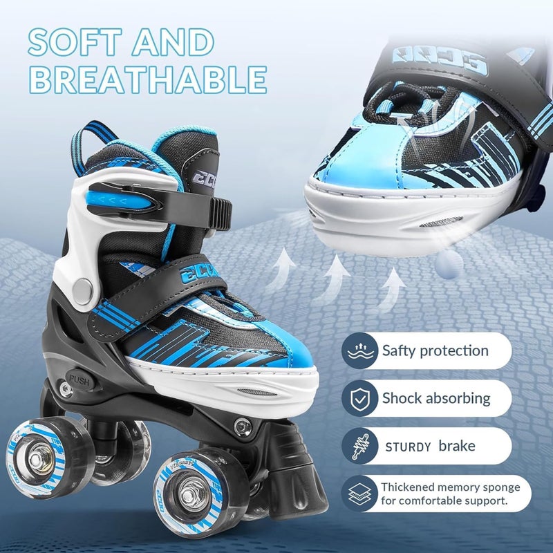 ECOO Roller Skates for Girls Boys Ages 4-12, Toddler Kids 4 Size Adjustable Light up Wheels Beginner Skates - Image 4
