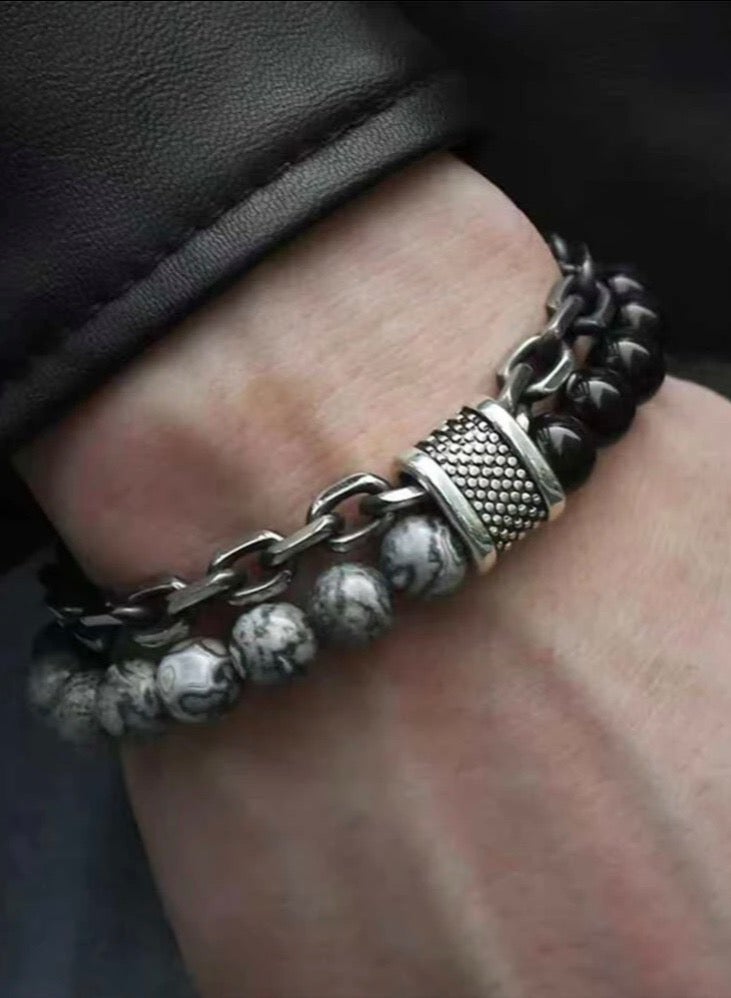 JewelryLand Bracelet For Men Made Of Beads And Stones - Image 1