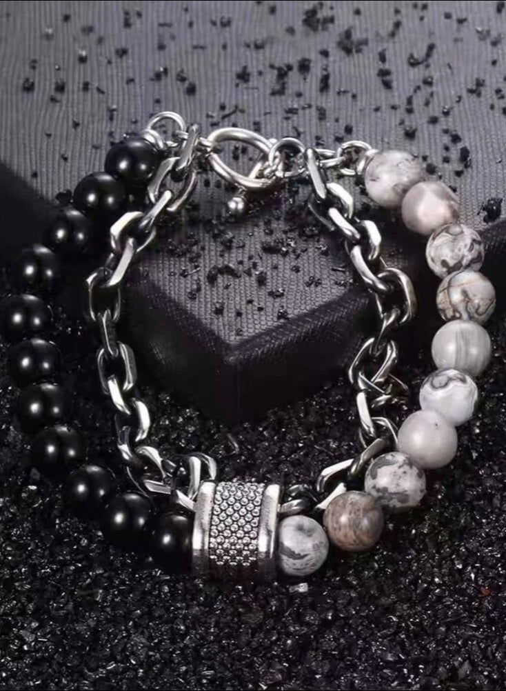 JewelryLand Bracelet For Men Made Of Beads And Stones - Image 3