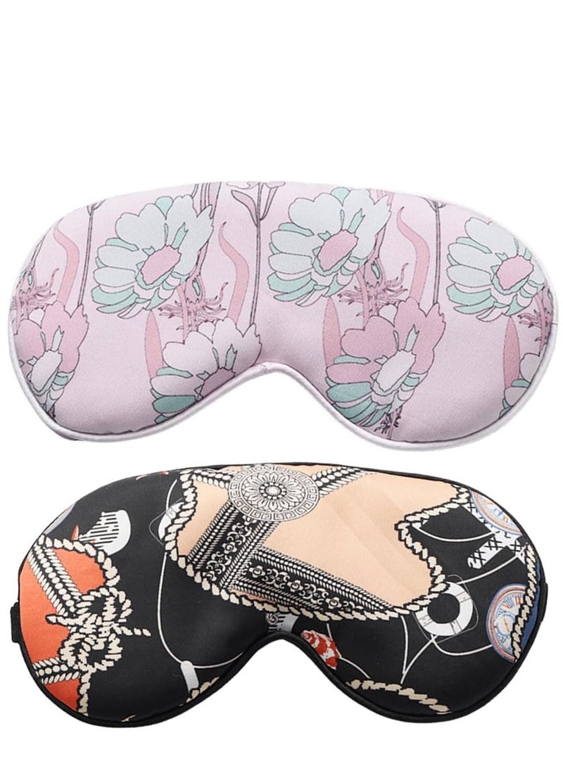 KASTWAVE Silk Eye Mask 2 Pack Eye Strap Eye Sleeping Mask Eye Sleep Shade Cover for Summer Travel Yoga Nap  - Image 1