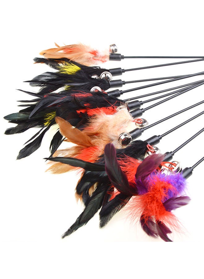 NIBEMINENT Chaser Wand Teaser Feather With Bell Interactive Toy Black/Beige/Red - Image 4