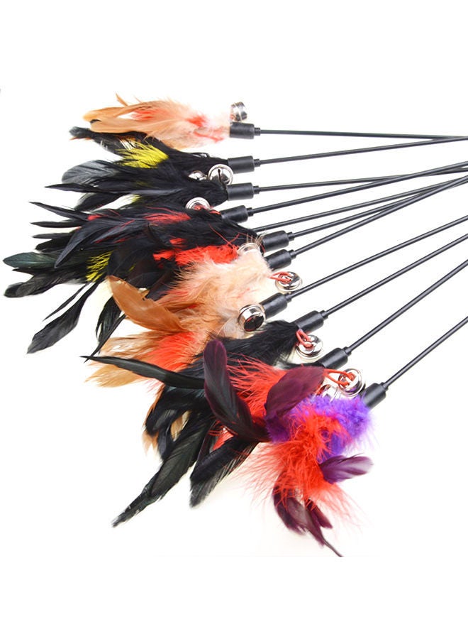 NIBEMINENT Chaser Wand Teaser Feather With Bell Interactive Toy Black/Beige/Red - Image 5