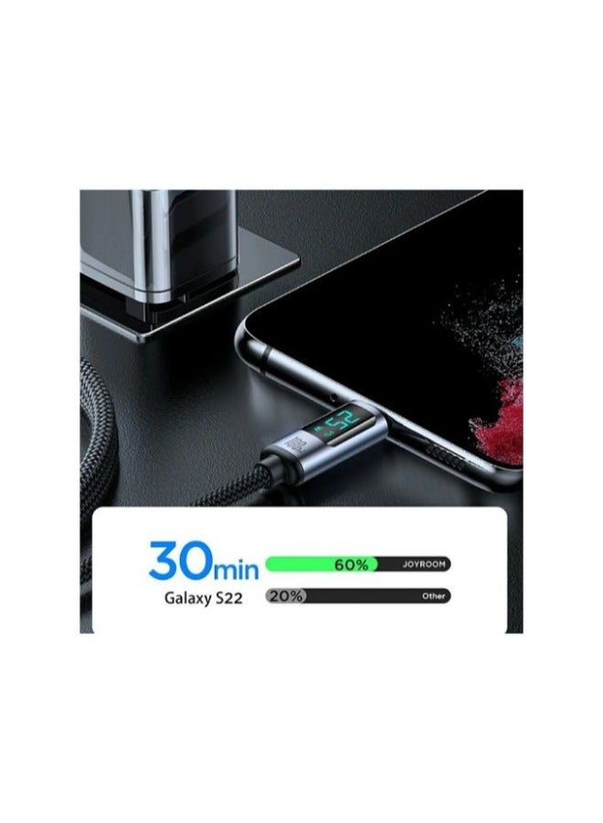 JOYROOM S-CC100A16 Prism Series 100W Type-C to Type-C Digital Display Fast Charging Data Cable 1.2m Black - Image 4