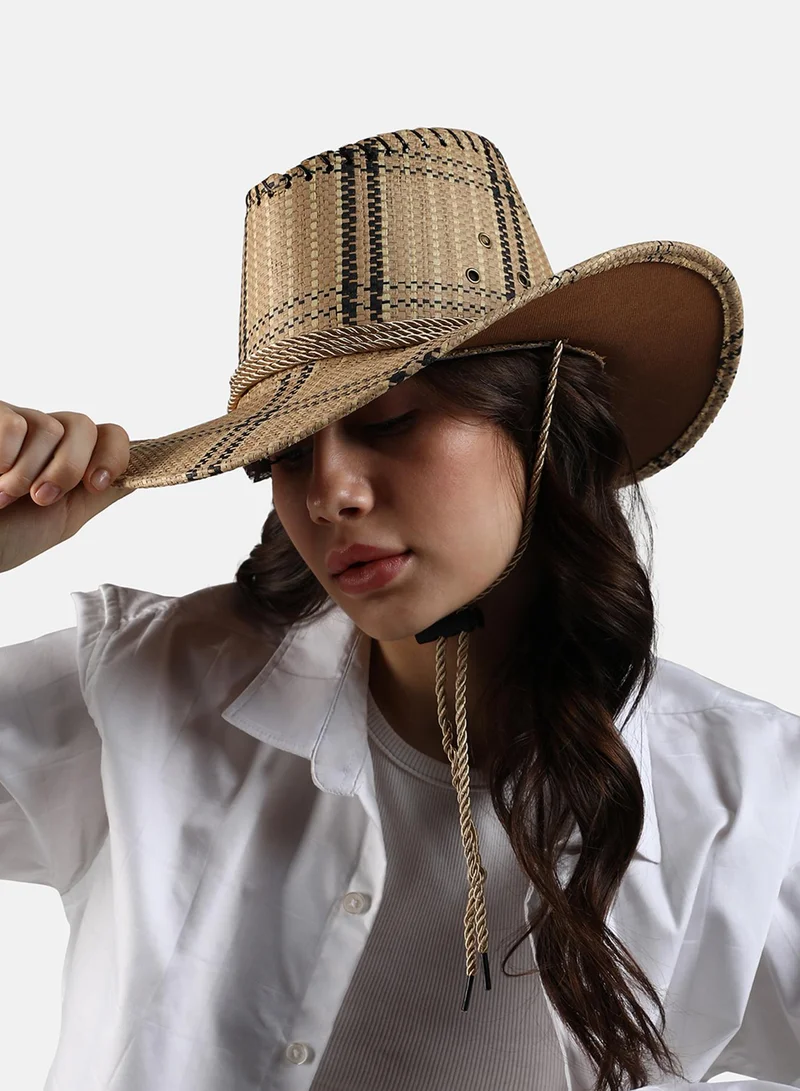 Haute Sauce  Checkered Cowboy Hat - Brown  | Best Price UAE
