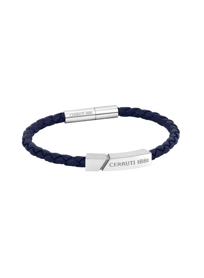 Yago Blue Braided Leather Bracelet for Men