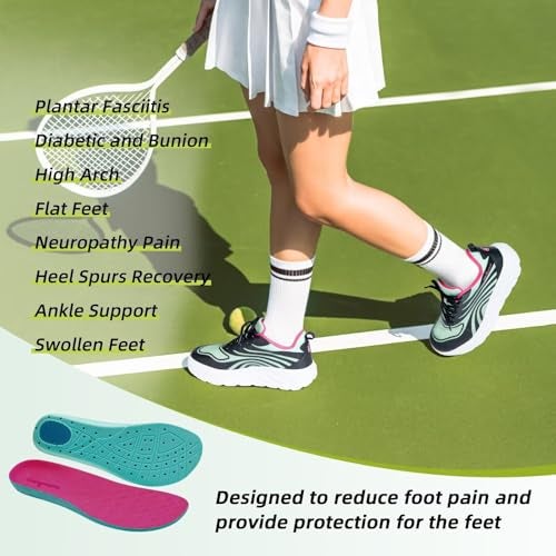 OrthoComfoot Women's Orthopedic Diabetic Wide Tennis Shoes: Plantar Fasciitis Orthotic Heel Spur Arch Support Ankle Pain Relief Sneakers, Absorbing Swollen Biking Road Running Shoes Black Grey Blue Size 8.5 - Image 4